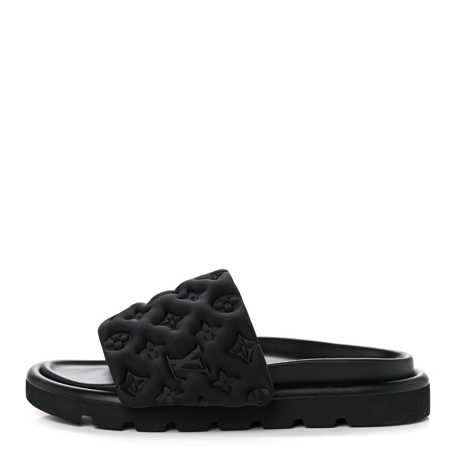 Louis Vuitton Technical Fabric Embossed Monogram Pool Pillow Comfort Mule 40 Black 1 of 9