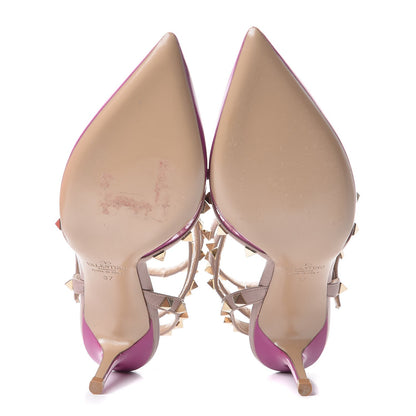 Valentino Garavani Patent Rockstud Ankle Strap Low Heel Pumps 37 Purple Poudre 5 of 10