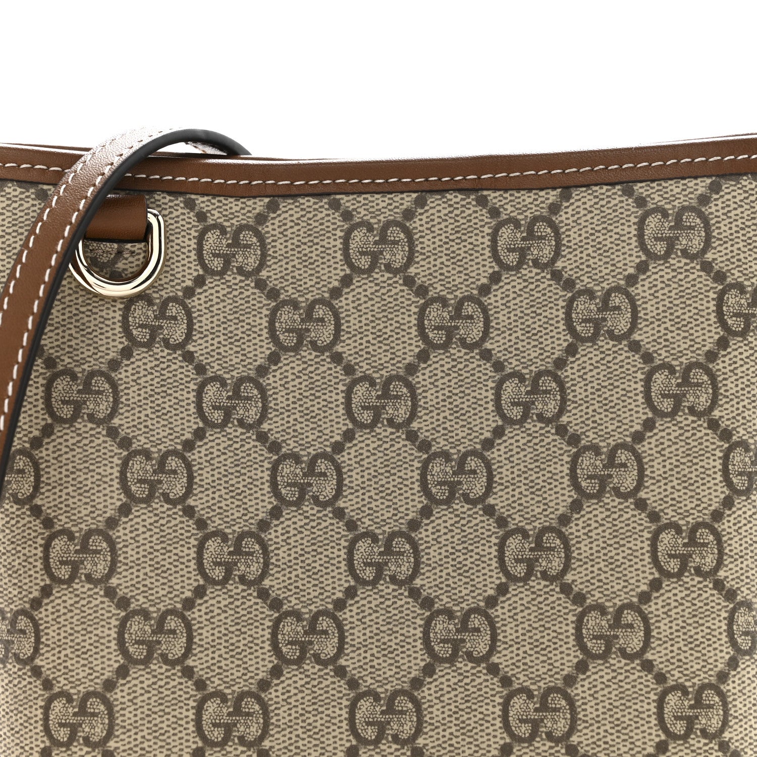 Gucci GG Supreme Monogram Emblem Nano Bucket Bag Beige Dark Brown 8 of 11
