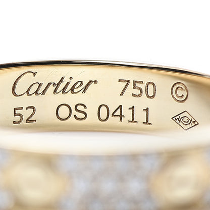 Cartier 18K Yellow Gold Diamond 4mm LOVE Wedding Paved Band Ring 52 6 4 of 4