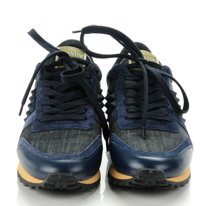 Valentino Garavani Denim Calfskin Suede Rockstud Sneakers 37 Deep Denim 2 of 7
