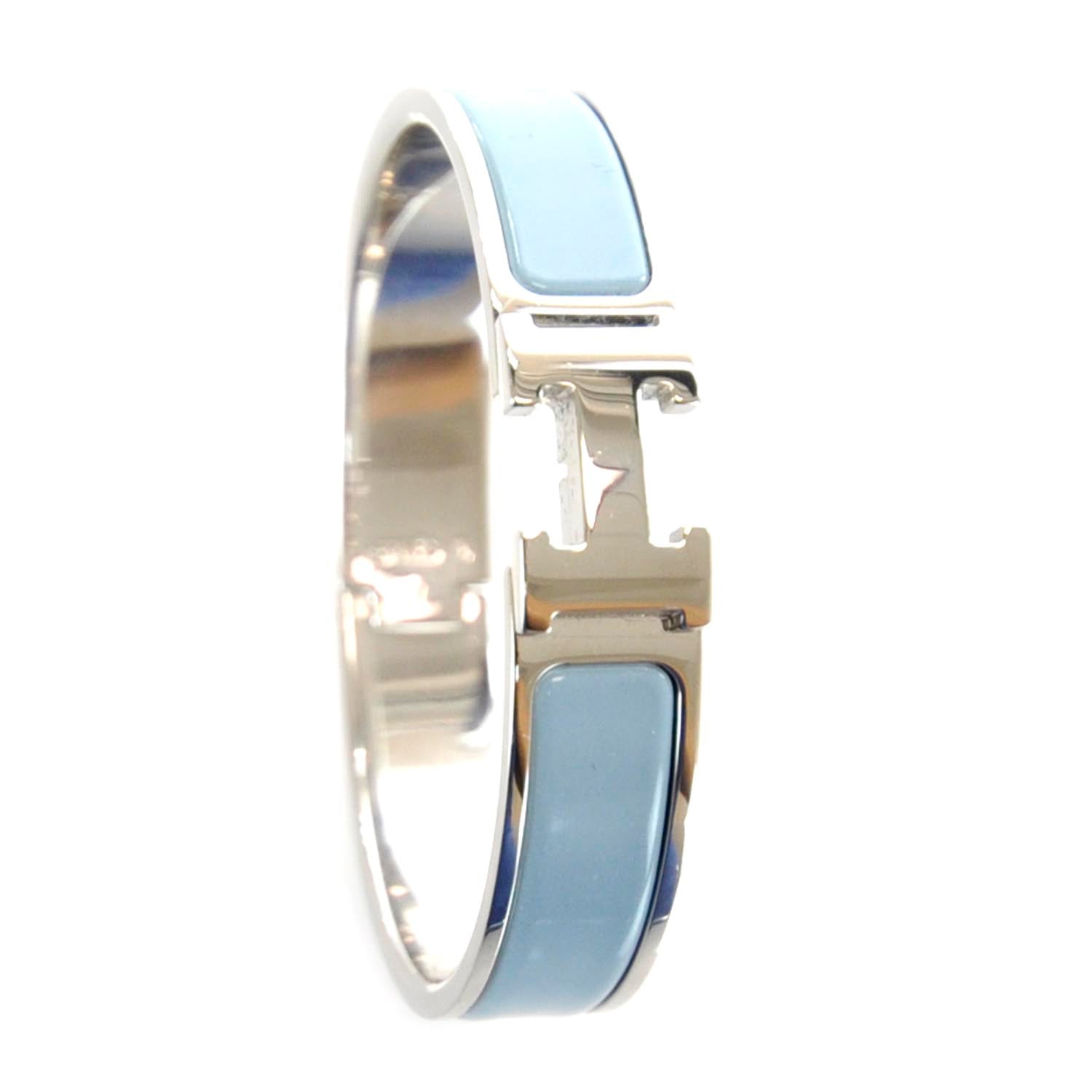 Hermes Narrow Enamel Clic Clac H Bracelet PM Bleu 2 of 8