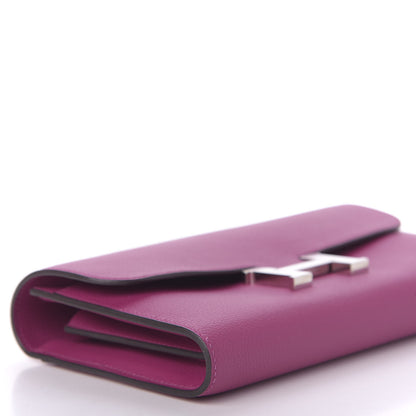 Hermes Evercolor Constance Long Wallet Rose Pourpre 3 of 9