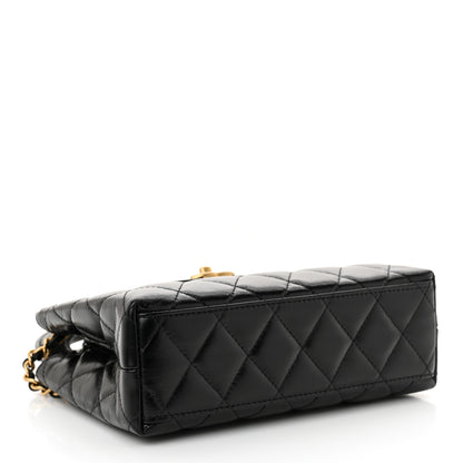 Chanel Shiny Aged Calfskin Quilted Nano Kelly Shopper Black 4 of 10