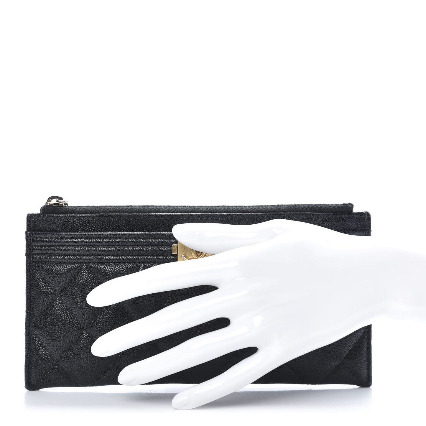 Caviar Quilted Classic Zip Boy Pouch Black