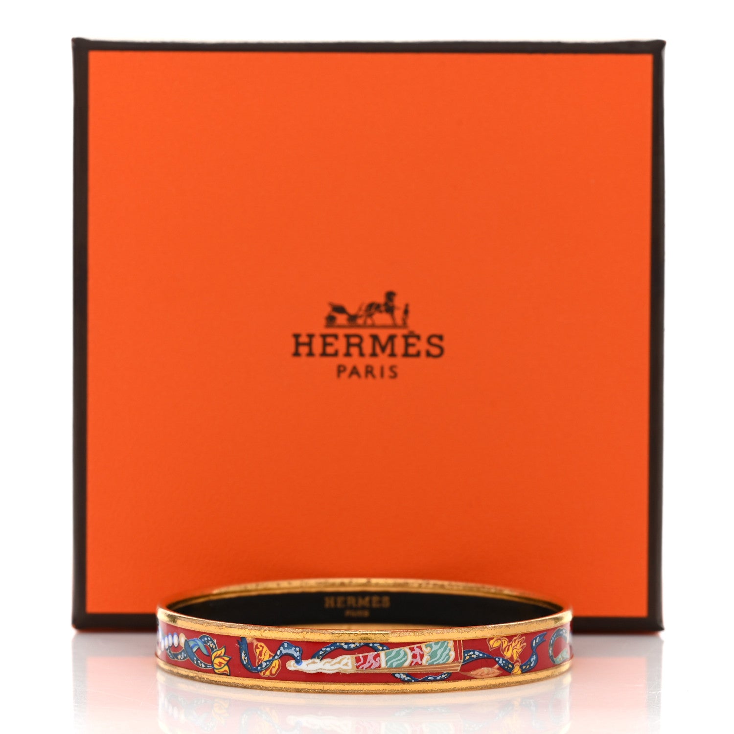 Hermes Enamel Printed Narrow Fan Bracelet 65 6 of 6
