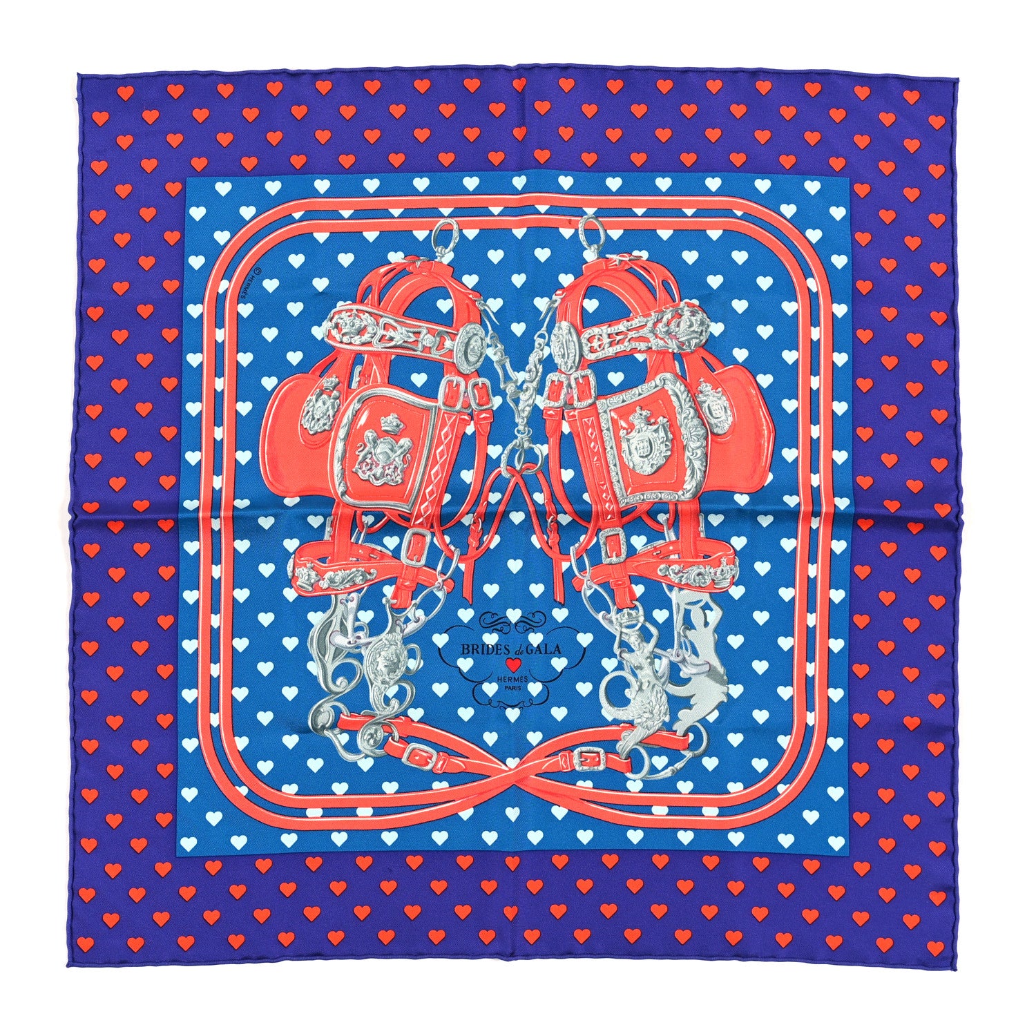Hermes Silk Brides De Gala Love Pocket Square Violet 1 of 6