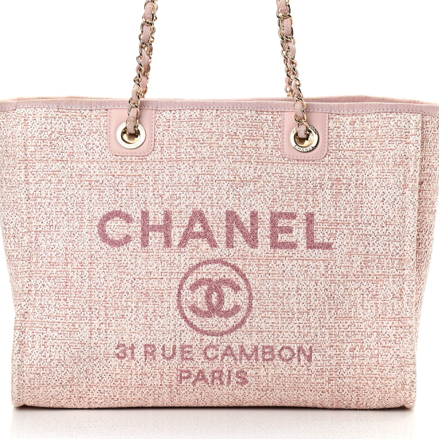 Chanel Lurex Boucle Small Deauville Tote Pink 8 of 12