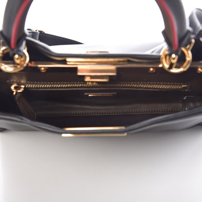 Fendi Vitello Seta Century Nappa Medium Peekaboo Iconic Defender Satchel Black Fragola Maya 7 of 12