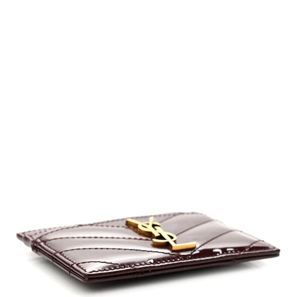 Saint Laurent Vernice Matelasse Chevron Monogram Credit Card Case Dark Red WIne 4 of 9