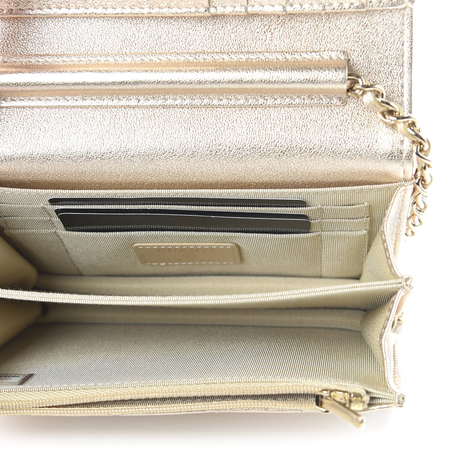 Chanel Metallic Lambskin Quilted Mini Wallet On Chain WOC Gold 5 of 11