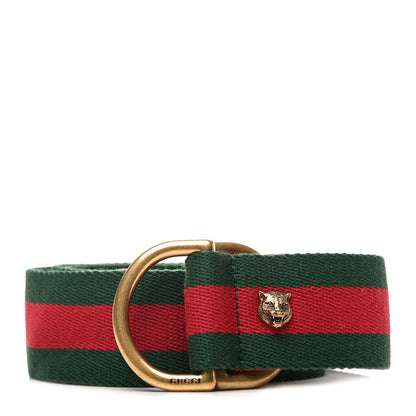 Gucci Web Feline D Ring Belt 75 30 Red Green 1 of 4