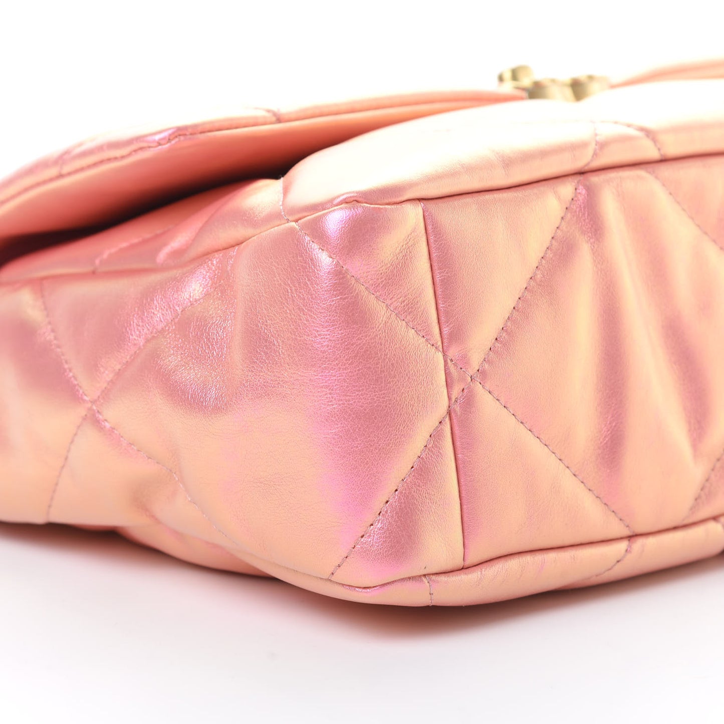Iridescent Calfskin Quilted Large Chanel 19 Flap Pink