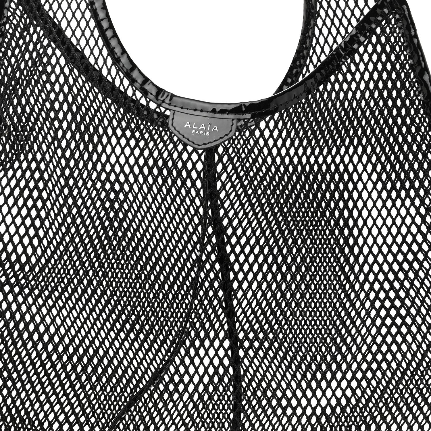 Alaia Fishnet Patent Calfskin Medium One Piece Bag Black 8 of 10