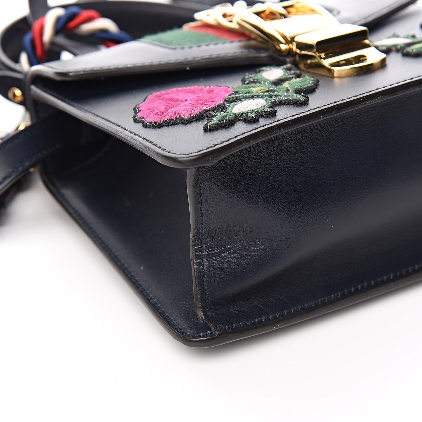Calfskin Embroidered Mini Sylvie Top Handle Bag Blue