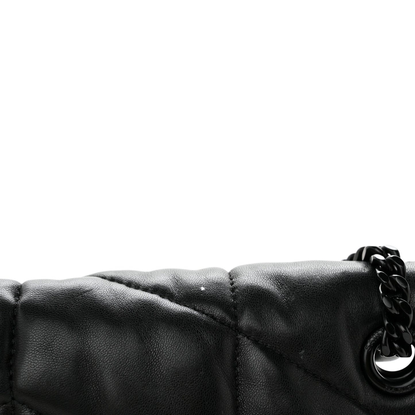 Lambskin Quilted Monogram Monochrome Medium Loulou Puffer Chain Satchel Black