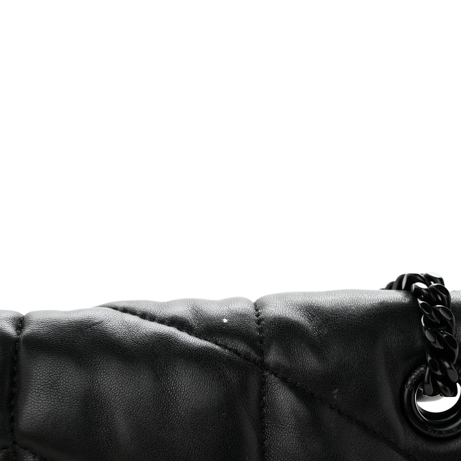 Saint Laurent Lambskin Quilted Monogram Monochrome Medium Loulou Puffer Chain Satchel Black 14 of 17