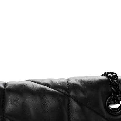 Saint Laurent Lambskin Quilted Monogram Monochrome Medium Loulou Puffer Chain Satchel Black 14 of 17