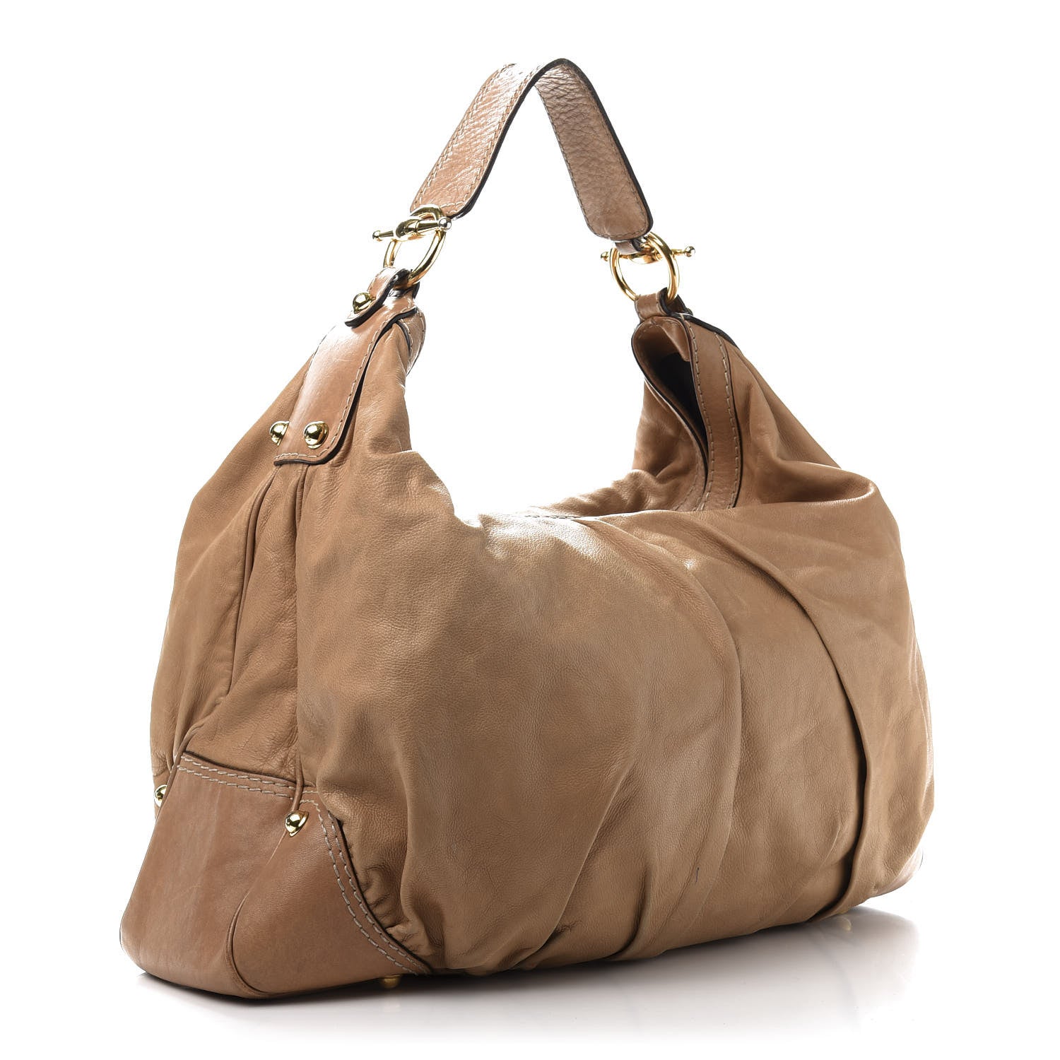Gucci Calfskin Large Jockey Hobo Tan 3 of 15