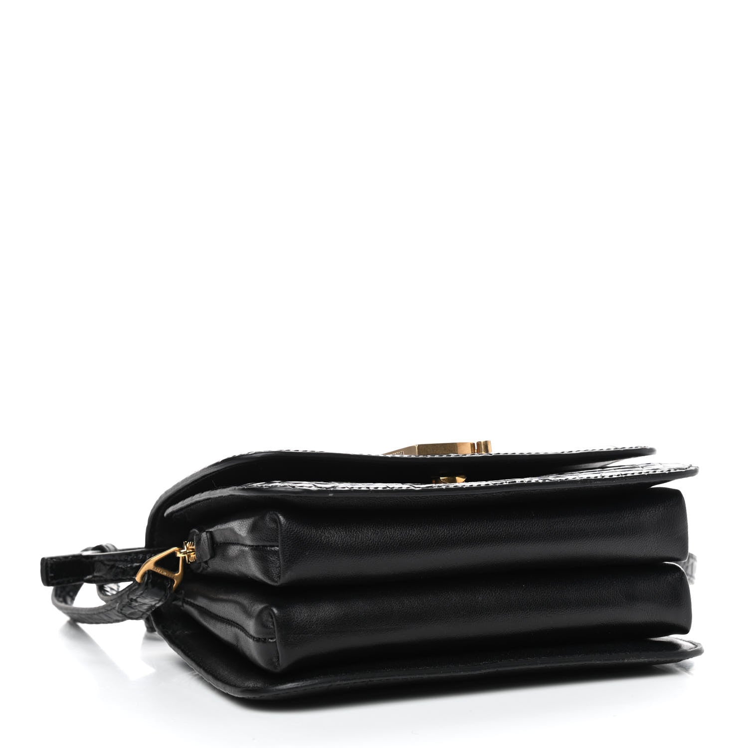 Balenciaga Shiny Calfskin Crocodile Embossed Small B Bag Black 4 of 9