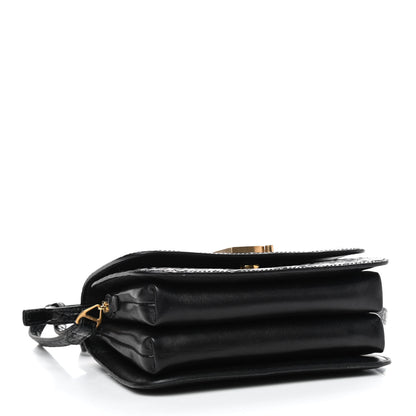 Balenciaga Shiny Calfskin Crocodile Embossed Small B Bag Black 4 of 9