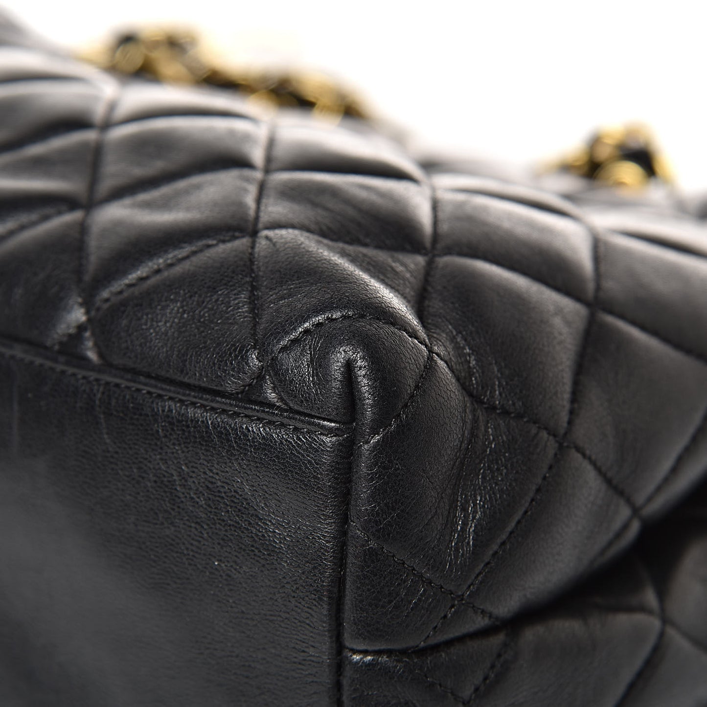 Lambskin Quilted Shopping Tote Black