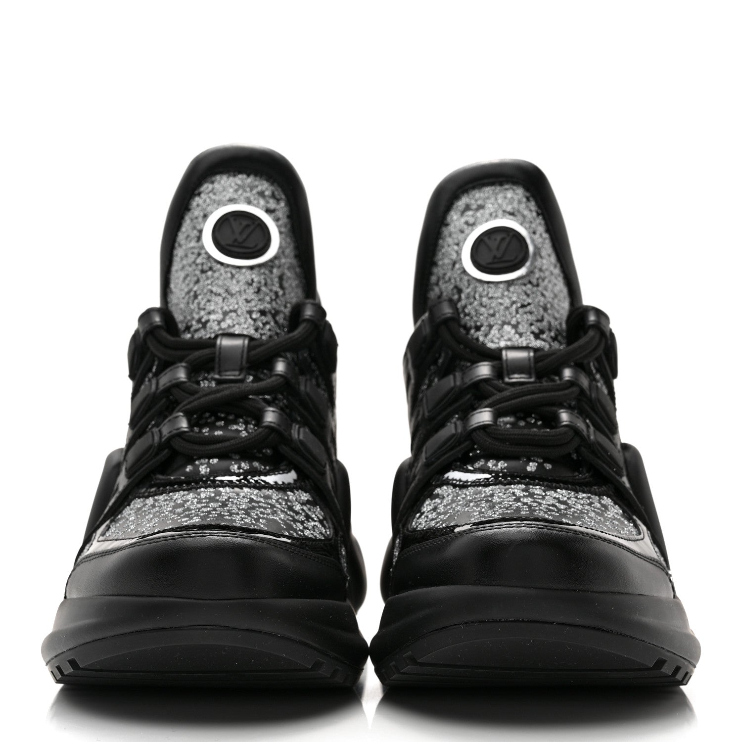 Louis Vuitton Calfskin Glitter LV Archlight Sneaker 38 Black 2 of 9