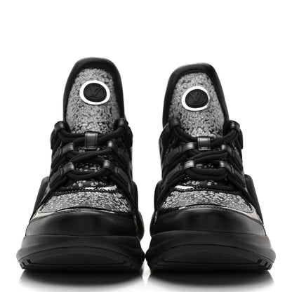 Louis Vuitton Calfskin Glitter LV Archlight Sneaker 38 Black 2 of 9