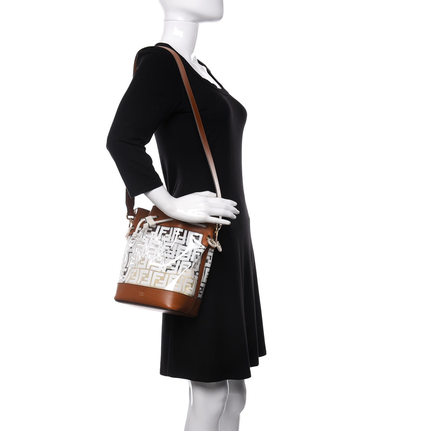 TPU FF Vitello Aura F is Fendi Grande Mon Tresor Bucket Bag White Cuoio