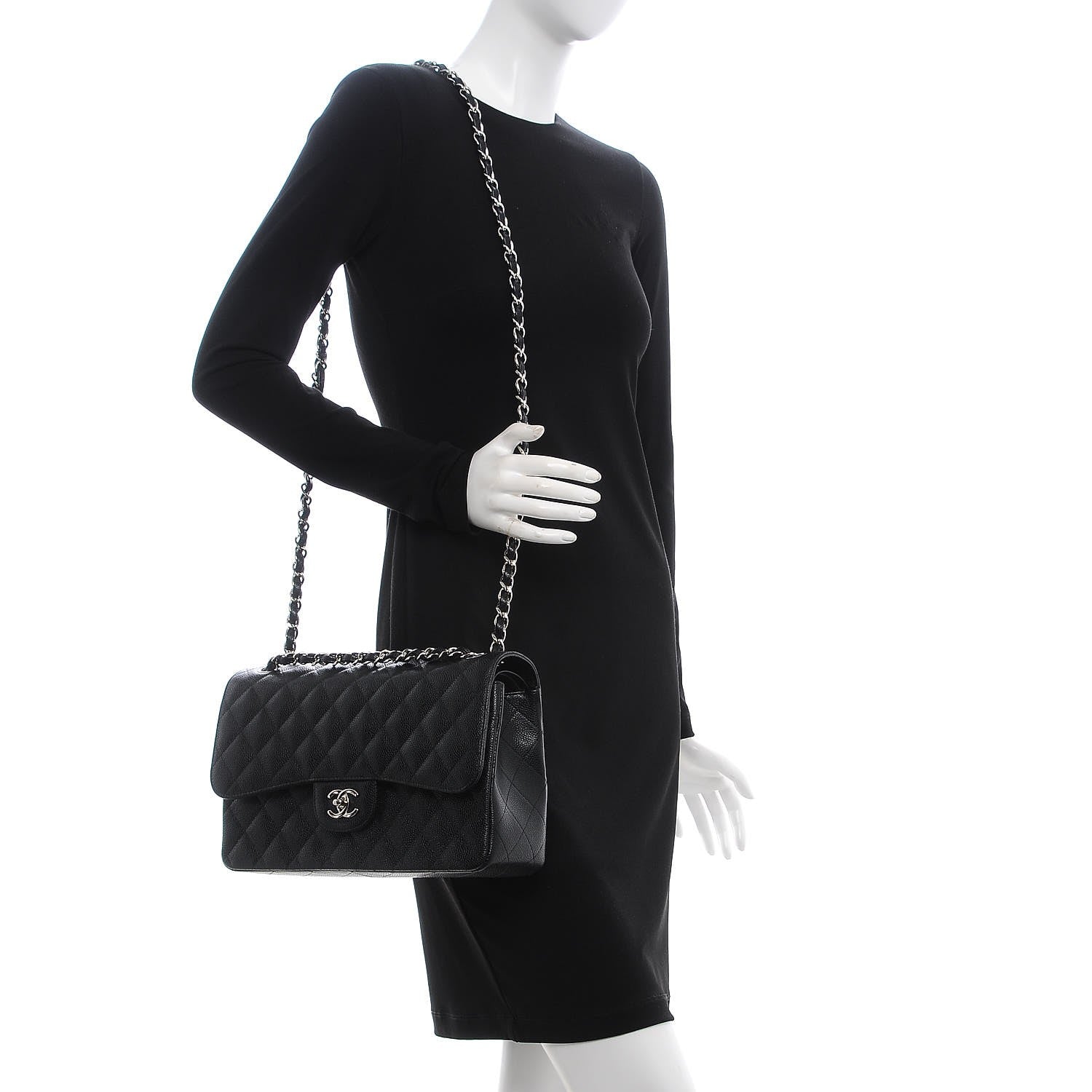 Chanel Caviar Quilted Jumbo Double Flap Black 2 of 8