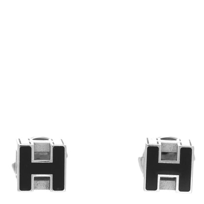 Hermes Palladium Lacquered Cage d'H Earrings Black 1 of 5