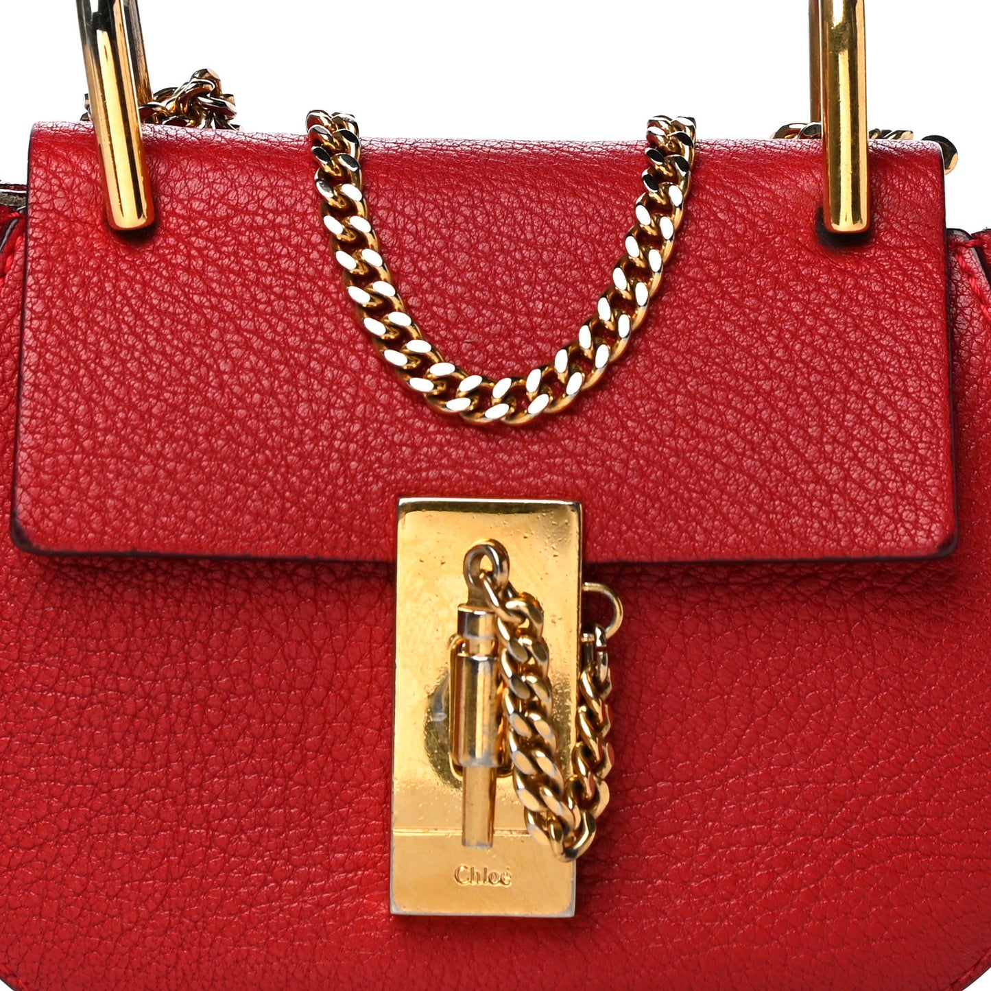 Grained Lambskin Nano Drew Shoulder Bag Plaid Red