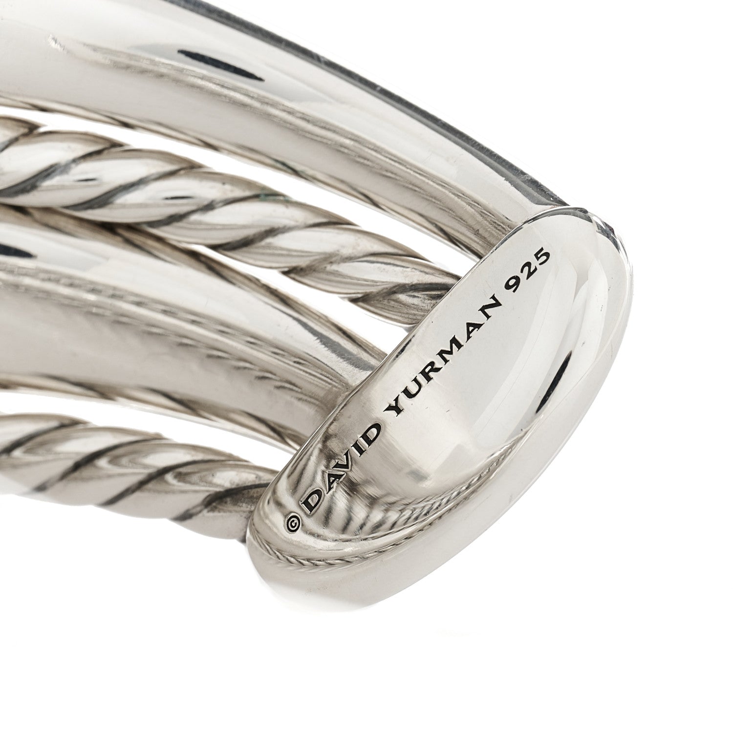 David Yurman Sterling Silver Pure Form Four-Row Cuff Bracelet 3 of 3