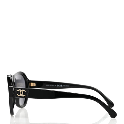 Chanel Acetate Strass Pilot Sunglasses 5467-B Black 3 of 8