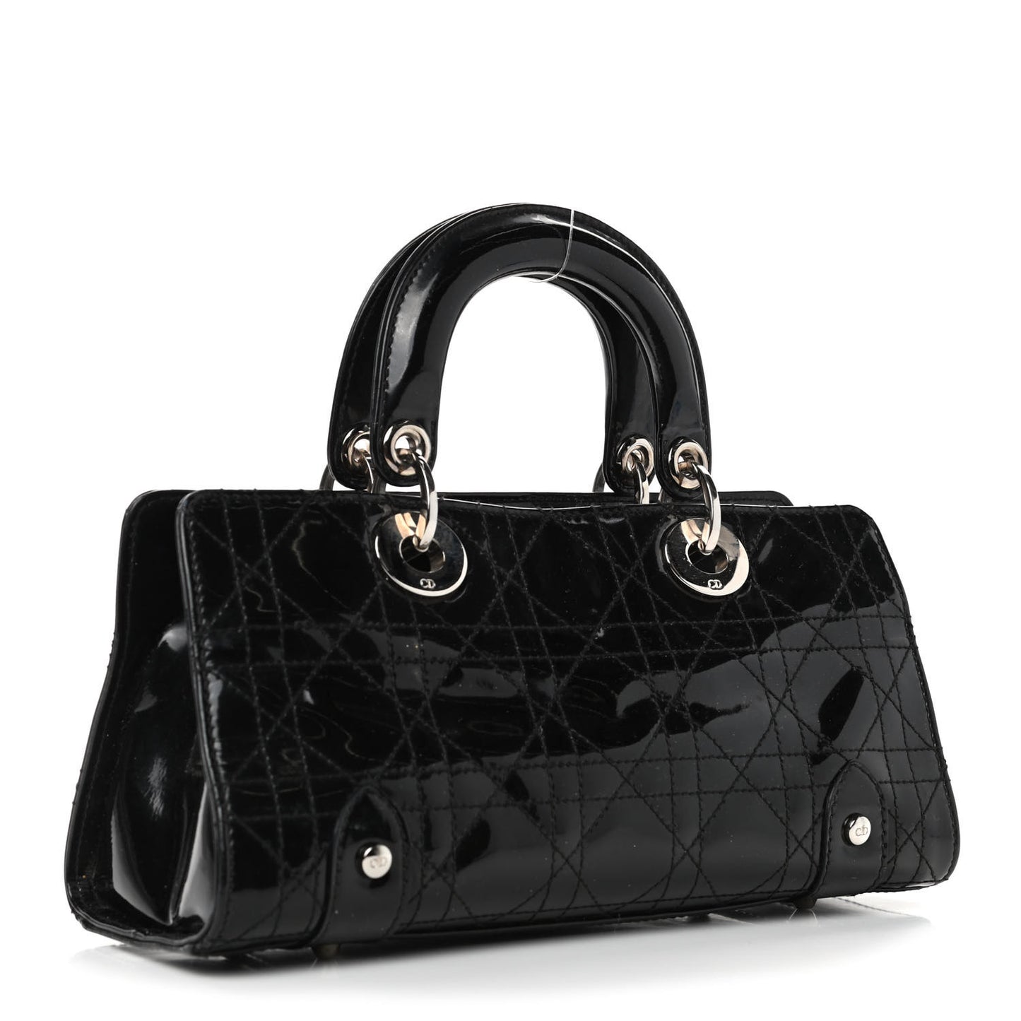 Patent Cannage Stitched Small Lady East West Lady Dior Black