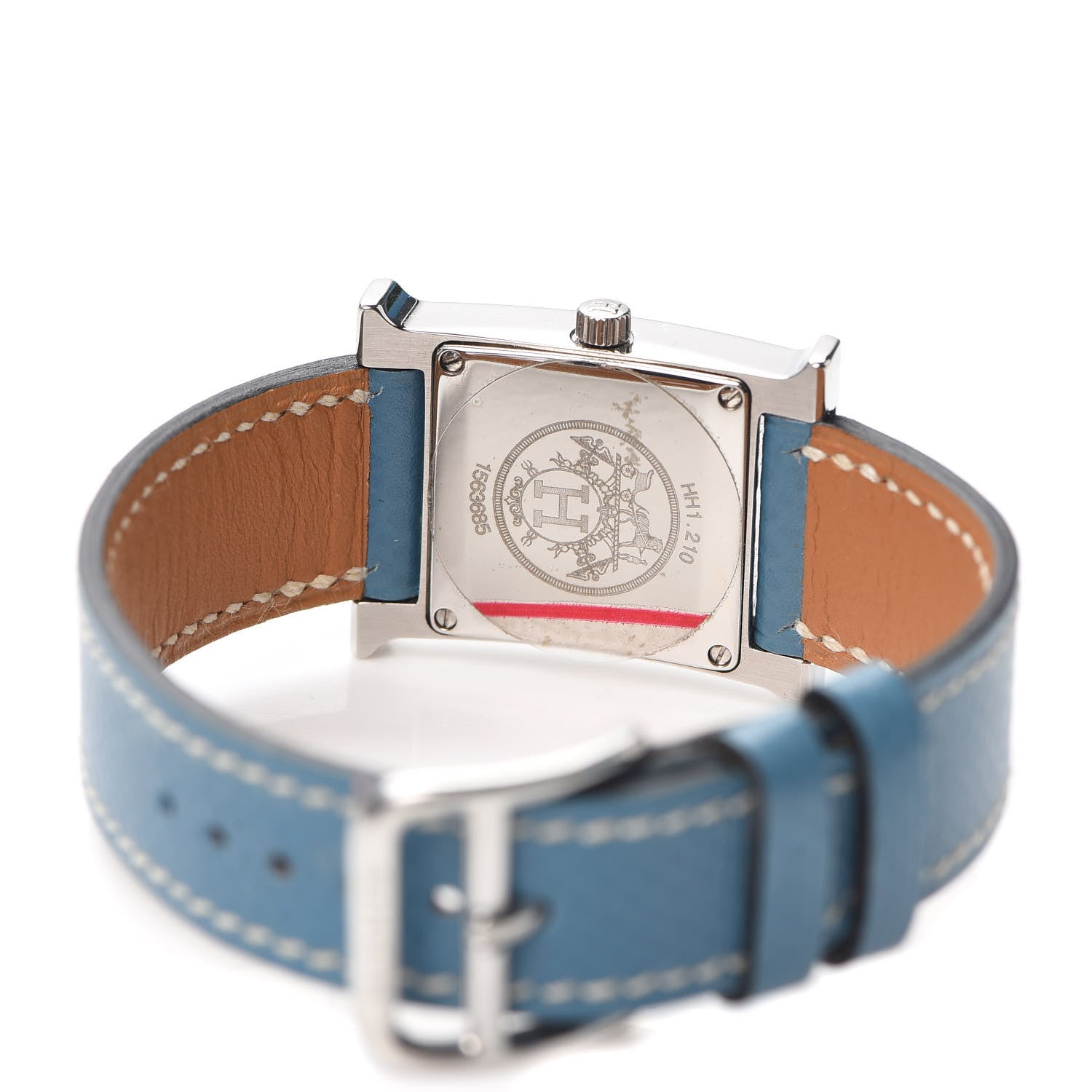 Hermes Stainless Steel Courchevel 21mm Heure H Hour Quartz Watch Blue Jean 4 of 5