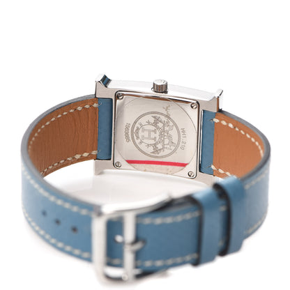 Hermes Stainless Steel Courchevel 21mm Heure H Hour Quartz Watch Blue Jean 4 of 5