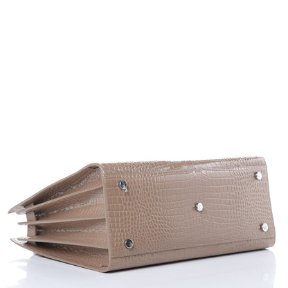 Saint Laurent Calfskin Crocodile Embossed Small Sac de Jour Brown 4 of 10