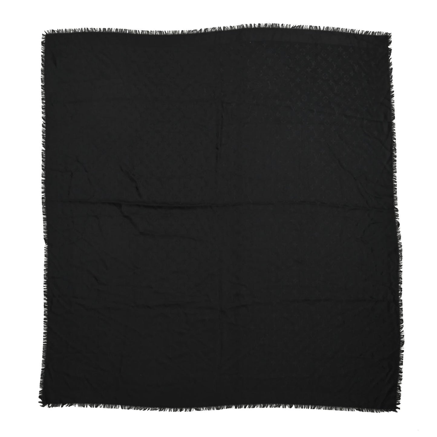 Silk Wool Monogram Shawl Black