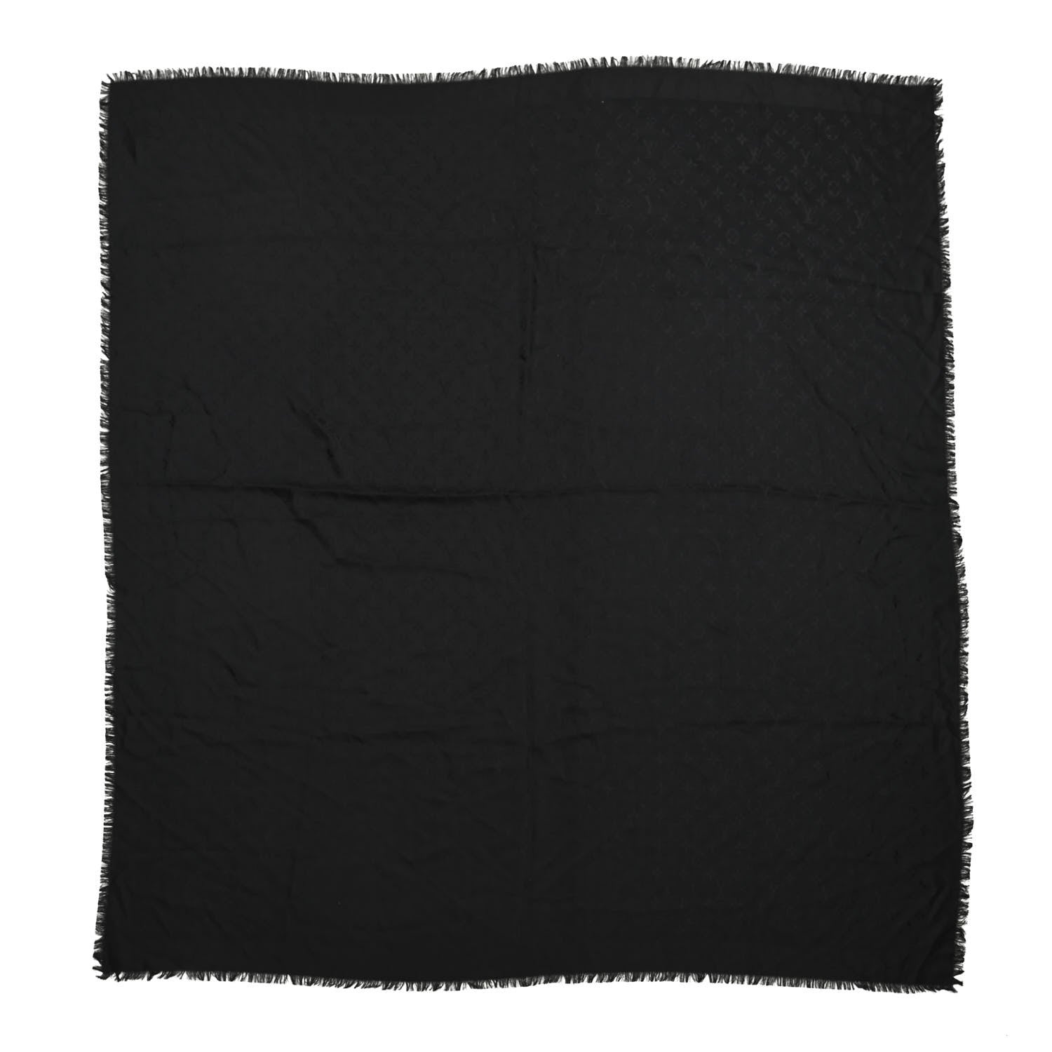 Louis Vuitton Silk Wool Monogram Shawl Black 1 of 4