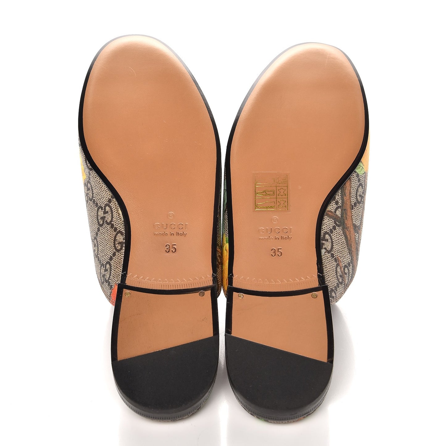 GG Supreme Monogram Tian Womens Princetown Slippers 35 Beige Ebony Multicolor