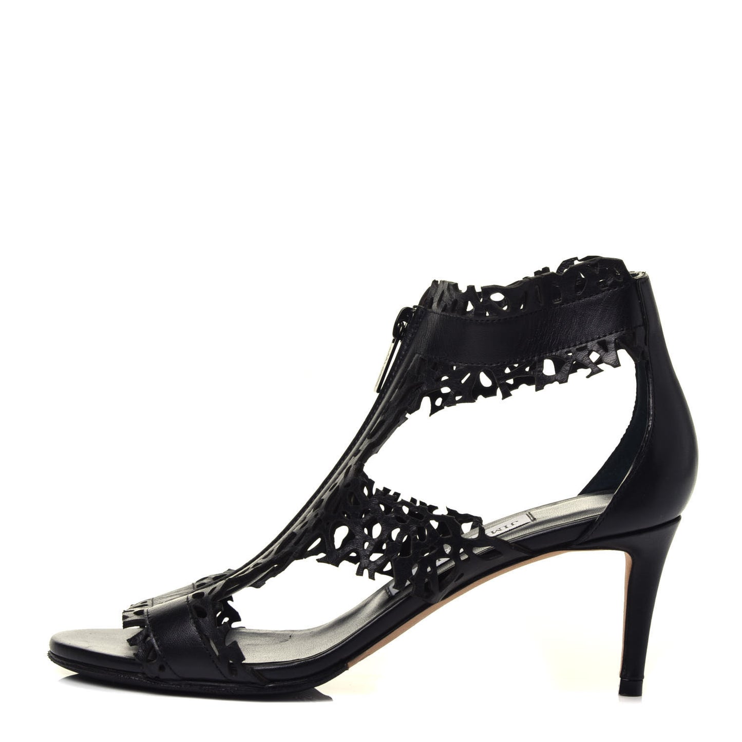 Calfskin Laser Cut Cage Booties 36 Black