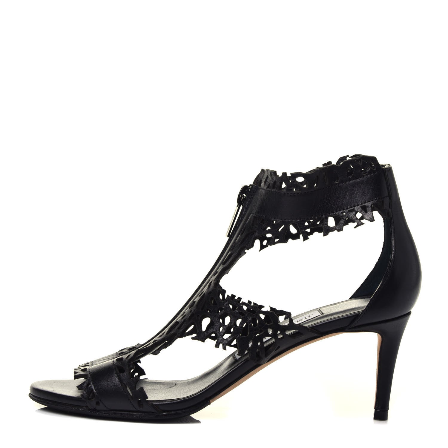 Jimmy Choo Calfskin Laser Cut Cage Booties 36 Black 1 of 8