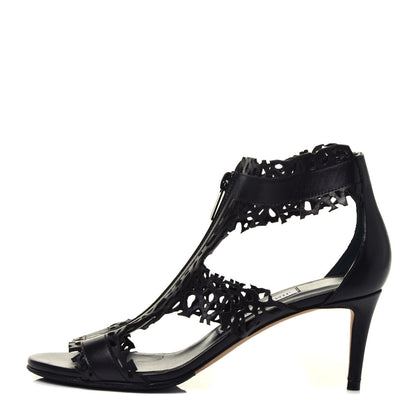 Jimmy Choo Calfskin Laser Cut Cage Booties 36 Black 1 of 8