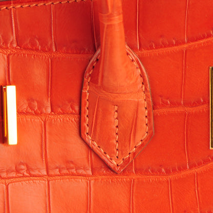 Hermes Matte Niloticus Crocodile Birkin 35 Orange 20 of 29