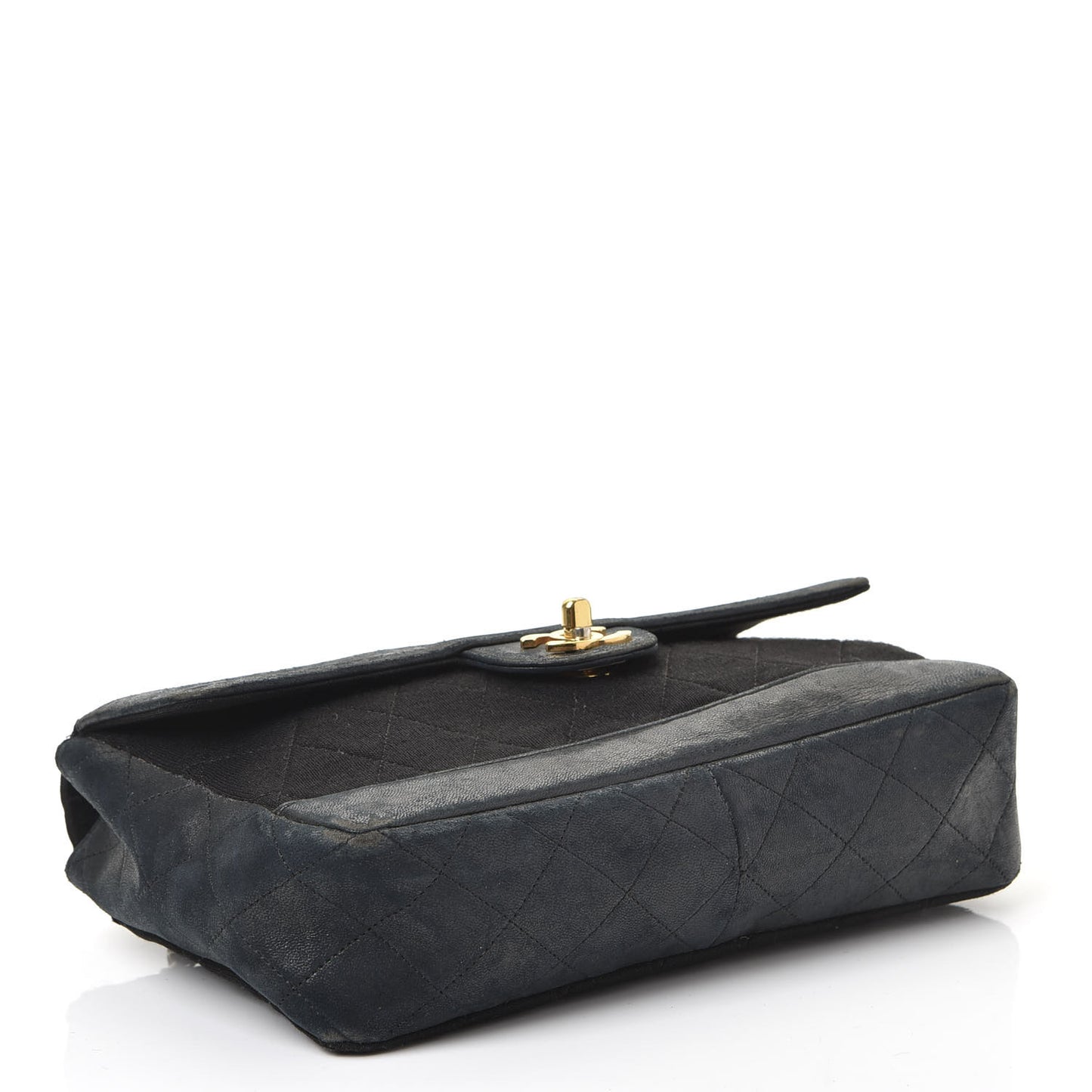Lambskin Jersey Quilted Small Single Flap Dark Blue