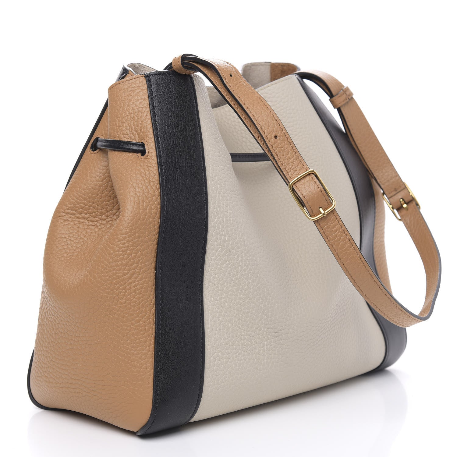 Mulberry Heavy Grain Calfskin Tri-Color Small Millie Tote Chalk Sable Black 3 of 8