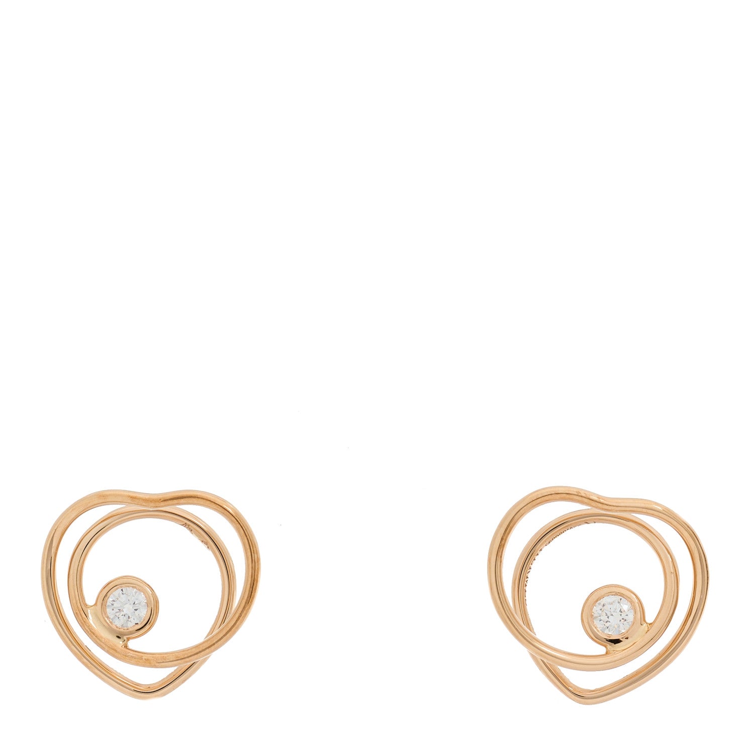 Hermes 18K Rose Gold Diamond TPM Vertige Coeur Earrings 1 of 6