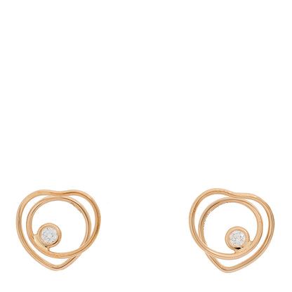 Hermes 18K Rose Gold Diamond TPM Vertige Coeur Earrings 1 of 6