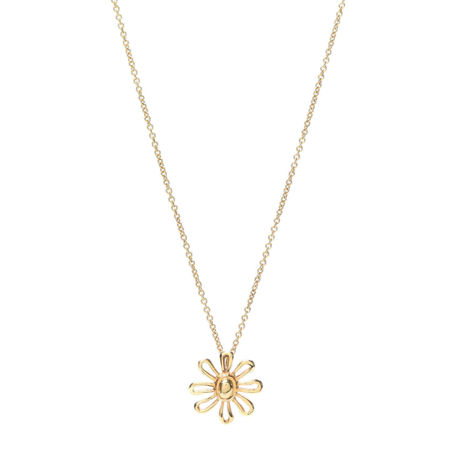 18K Yellow Gold Daisy Pendant Necklace